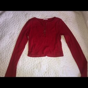 Red zip up shirt